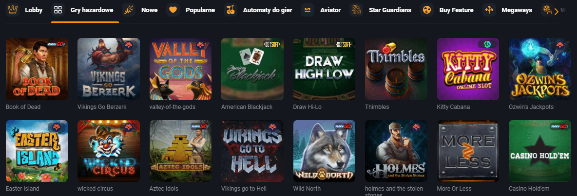 Gry hazardowe w GG Bet Kasyno